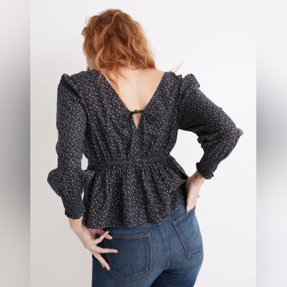 Madewell Tie-Back Peplum Top in Campden Daisies sz Xs - Picture 1 of 10